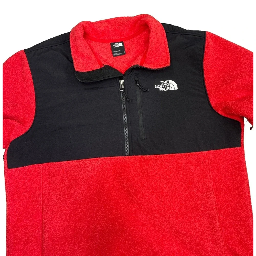 The North Face Denali Mens M Half Zip Red Black Fleece Pullover Jacket Hiking